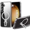 Protective Case - BOOLING - for Samsung Galaxy S23 - Shockproof Silicone - Magnetic Stand - Transparent