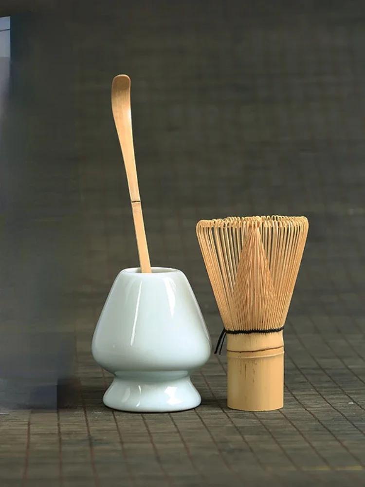 3 шт/4 шт керамическая подставка для матча набор кистей для размешивания чая бамбуковая ложка для заваривания венчик для чая держатель часен инструменты для заваривания чая наборы чайной посуды