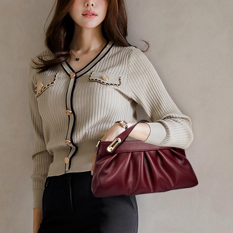 Новая женская сумка из мягкой кожи Элегантная сумка подмышку на одно плечо для банкета Женская кожаная сумка на одно плечо