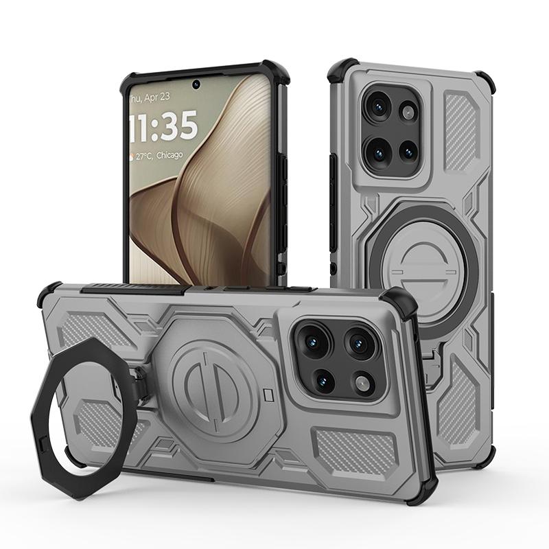 KEYSION Shockproof Magnetic Case for Motorola Edge 50 Pro 5G Upright Live Metal Ring Stand Phone Back Cover for MOTO Edge 50 5G