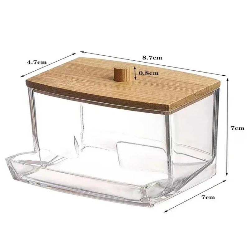 1 Piece Acrylic Storage Box Cotton Swab Makeup Box Transparent Cotton Swab Storage Box Makeup Storage Box Bathroom Bedroom Stora