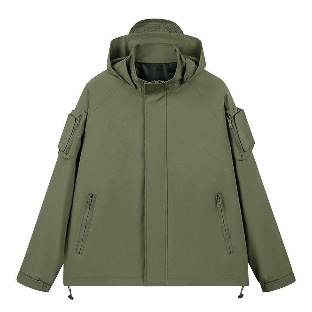Унисекс Осенняя повседневная спортивная однотонная ветрозащитная куртка на молнии Рабочая куртка