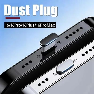2 шт. 16PM металлическая пылезащитная заглушка для iPhone 16 15 Pro Max Plus USB Type C порт зарядки заглушка Защитная крышка мобильного телефона Type-C