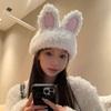 Милый и милый кролик осень и зима толстая теплая шерстяная шапка модная сумка голова знаменитость Интернет вязаная холодная шапка универсальная