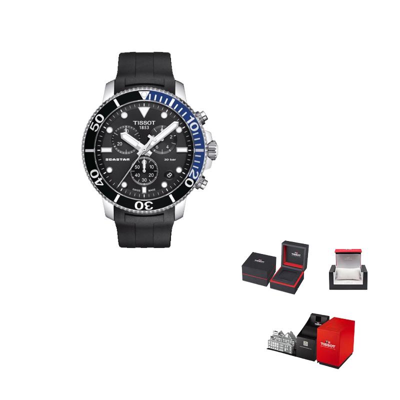 Tissot Коллекция Starfish Кварцевый механизм Мужские часы Часы 45,5 мм Черный циферблат Корпус из нержавеющей стали T120.417.17.051.02