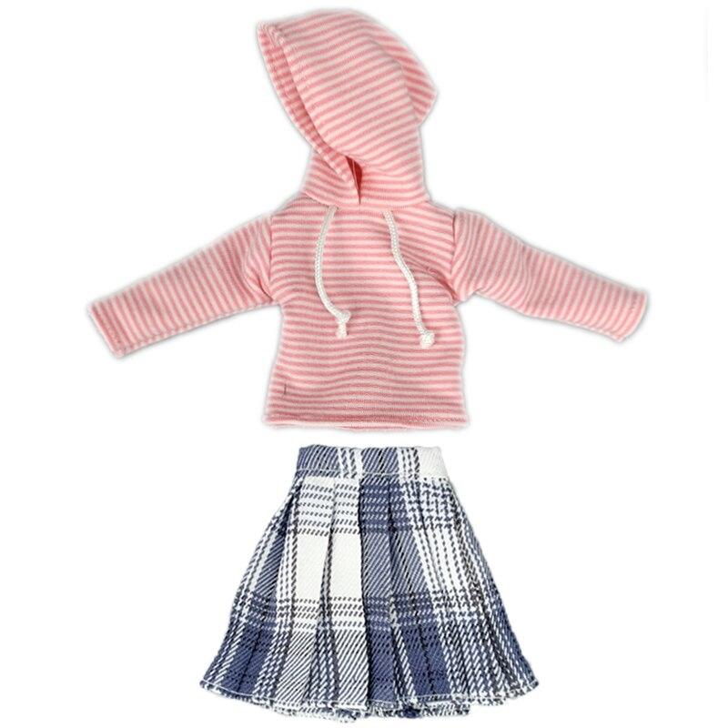 Модные толстовки с капюшоном, плиссированная юбка для куклы Барби, одежда, комплект одежды для студентов, 1/6 аксессуары для кукол, игрушки в подарок