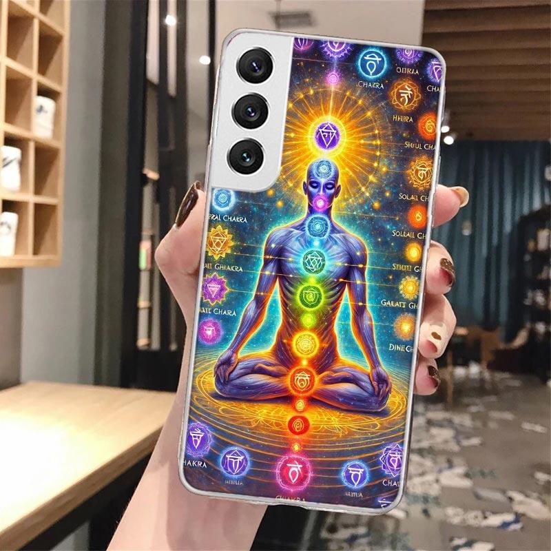 Yoga Chakra Spiritual Energy Universe Soft Phone Case For Samsung Galaxy S24 S25 S23 S22 Ultra S21 Plus S20 FE S25 Edge S10 + P