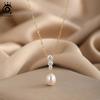 ORSA JEWELS Серебряное ожерелье-подвеска из стерлингового серебра S925 с отборной жемчужиной для женщин, с 3 шт. блестящими цирконами, 14K золотое, модная бижутерия GPN98