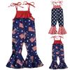 Летнее детское платье без рукавов с принтом «День независимости», расклешенные брюки, цельное платье