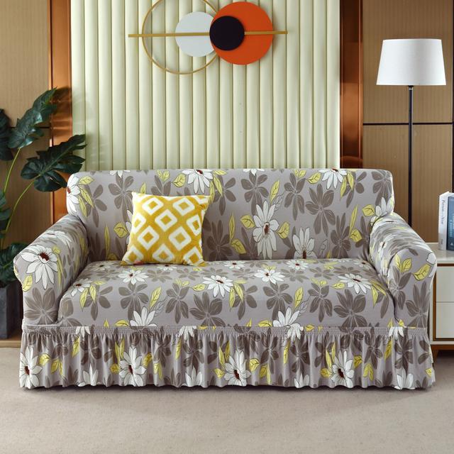 Рождественские чехлы на диван с рюшами для гостиной, чехол для дивана с принтом, чехлы для дивана, противоскользящие моющиеся диванные полотенца, диванная подушка