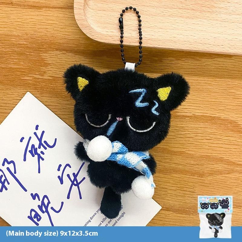 Мультяшный брелок в виде плюшевой куклы черного кота, мягкий, набивной, милый, подвеска для школьной сумки, украшение, подарки