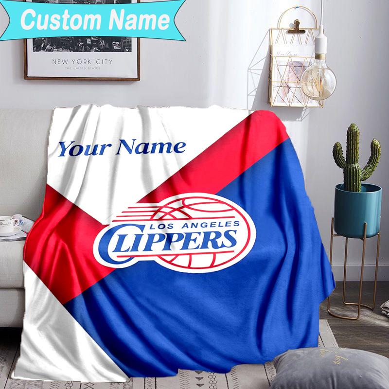 Custom Name Blanket LA Clippers Basketball Art Blanket Bedding Blanket for Travel, Camping, Living Rooms, Offices, Sofas, Fan Christmas gift