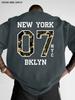 Unisexs Summer 100 Cotton Casual Fashion NEW YORK BKLYN 07 Letter Pattern Printed Loose Sports Short Sleeve Tshirt