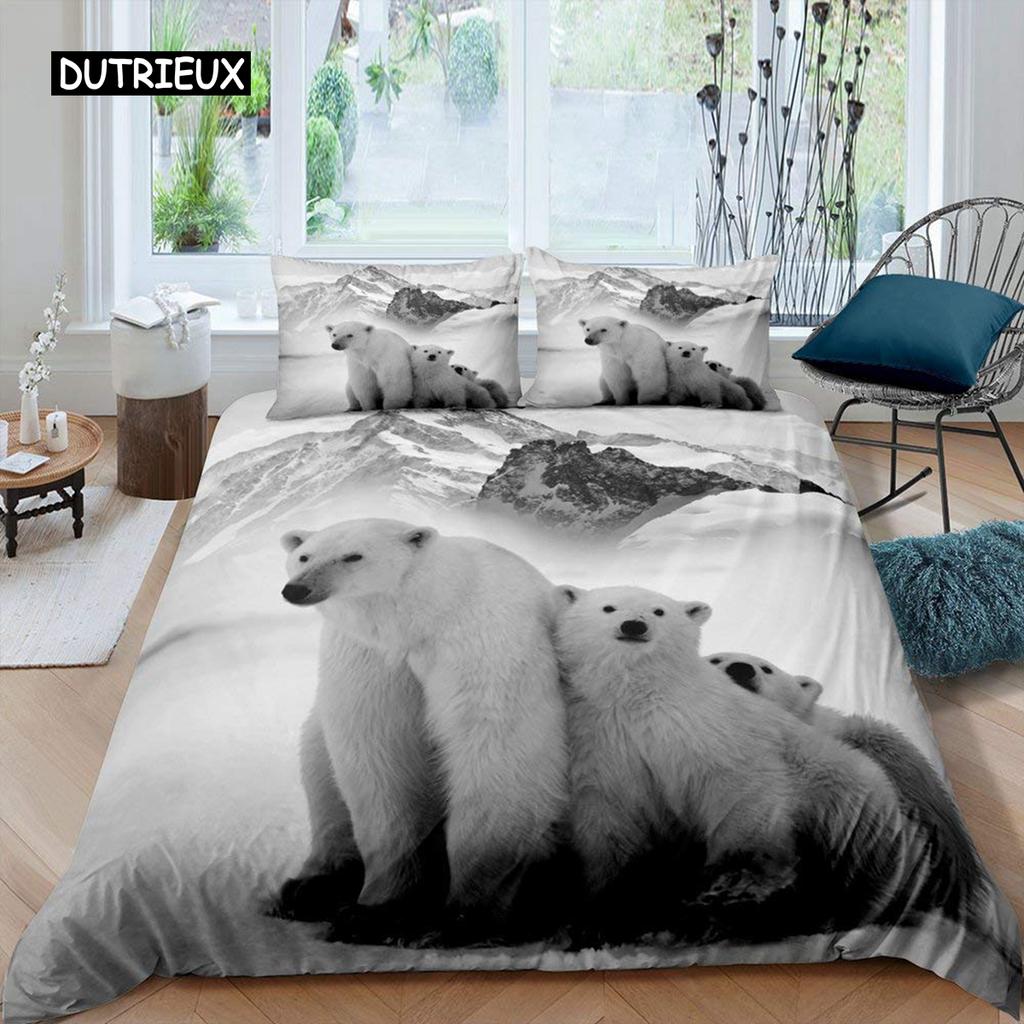 Белый медведь пододеяльник комплект постельного белья размера Queen Белый медведь с рисунком животных пододеяльник с принтом медведя для взрослых подростков детей