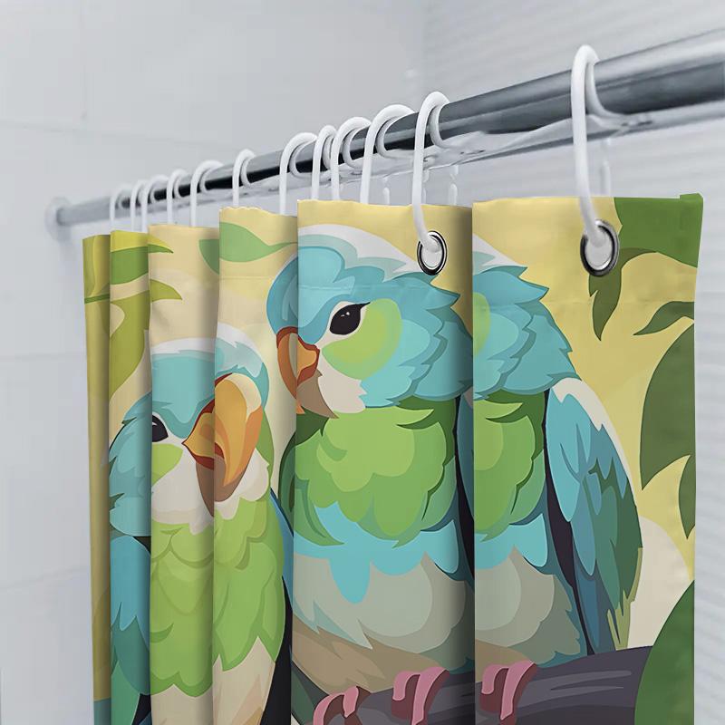 Tropical Paradise Bird Shower Curtain for Home Decor Vibrant Colors and Cute Design Waterproof Polyester Fabric Non-Toxic