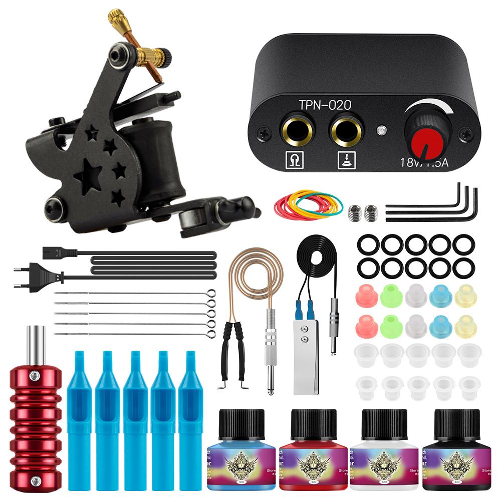 Комплект тату-машины PHOENIXY для начинающих, пистолет, источник питания, чернила премиум-класса, иглы, набор коробок, иглы с чернилами для татуировки, полный комплект