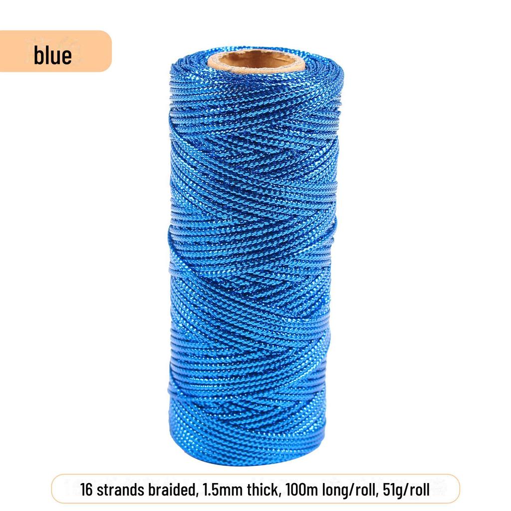 Золотая и серебряная веревка толщиной 1,5 мм для упаковки подарков и связывания букетов, 16 прядей