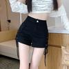 Summer High Waist Elastic Shorts Solid Color All-match Bandage Women's Hotsweet Spliced Korean Straight Shorts