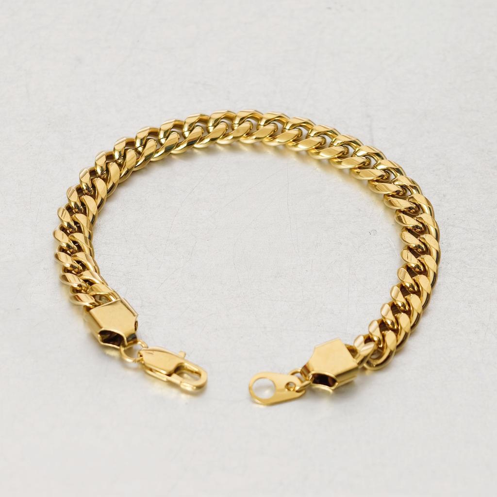 Punk 8mm Miami Curb Cuban Link Chain Bracelet Gold Color Stainless Steel Hand Chain Bracelet for Men Women Jewelry Gift 2026