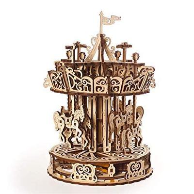UGEARS Карусель, деревянная механическая 3D модель, самостоятельная сборка, набор «сделай сам», головоломка для взрослых и подростков, подарок