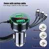 New USB Car Charger Adapter 150W Fast Charge With Spiral Cable Black 3 In 1 12-24V
