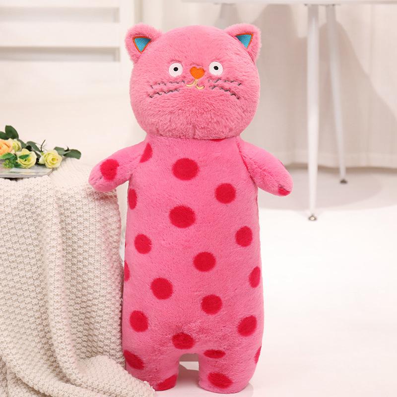 Cute Cartoon Polka Dot Cat Long Pillow Bedside Sofa Cushion Girl Doll Sleeping Office Lunch Break Pillow