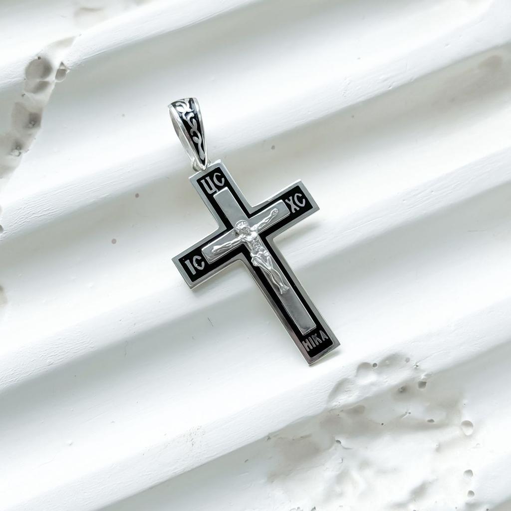 Серебряный крестик с емаллю (2156611)