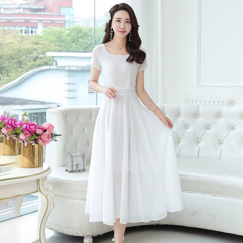 Темпераментное тонкое платье, женская большая шифоновая пляжная юбка, большой размер, длинная танцевальная юбка средней длины, элегантная длинная юбка с темпераментом