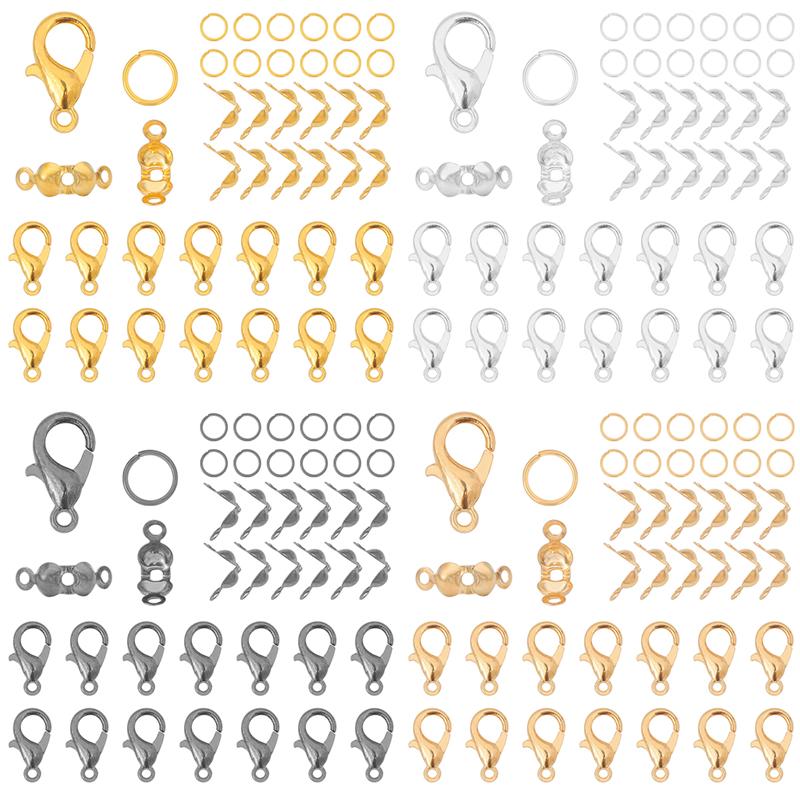 80 шт./пакет, застежка-лобстер, соединительные кольца, соединительная застежка, обжимной конец для браслета, цепочки и ожерелья, принадлежности для самостоятельного изготовления ювелирных изделий