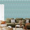Wallpaper Stripes Turquoise and White, Soft Forms for Living Room and Bedroom 50x1000