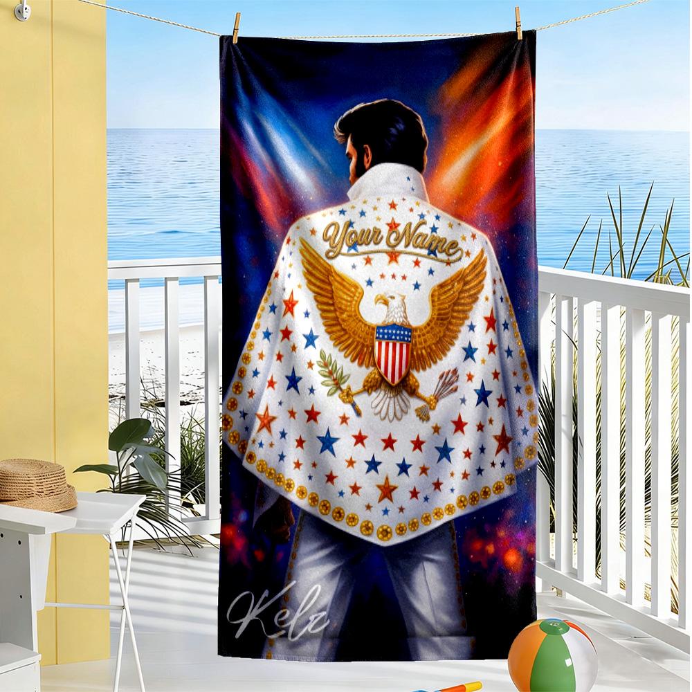 Elvis Presley Customized Name Beach Towel High Absorbency Quick-Dry Suitable for Sports Travel Swimming Yoga Bathroom Beach And Pool