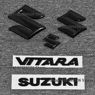 Для Vitara Передняя решетка эмблема Задний значок багажника Глянцевый черный ABS логотип Наклейка на кузов автомобиля Декаль Аксессуары