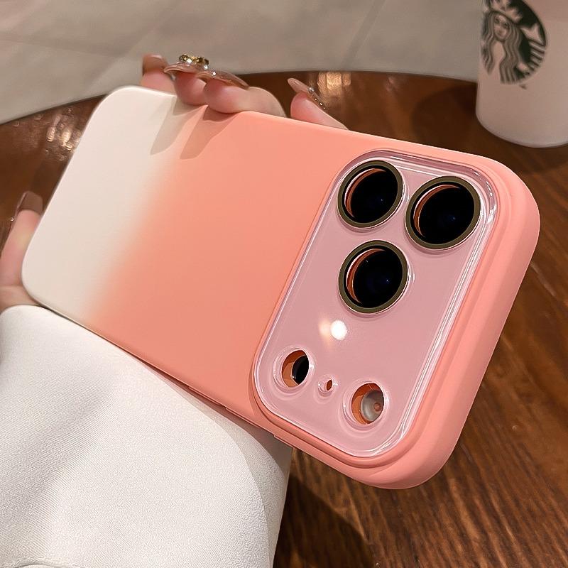 Большой чехол с градиентом конфетного цвета для iPhone 17 16 15 14 Pro Max 13 12 Air Plus Жидкий силикон Ударопрочная задняя крышка