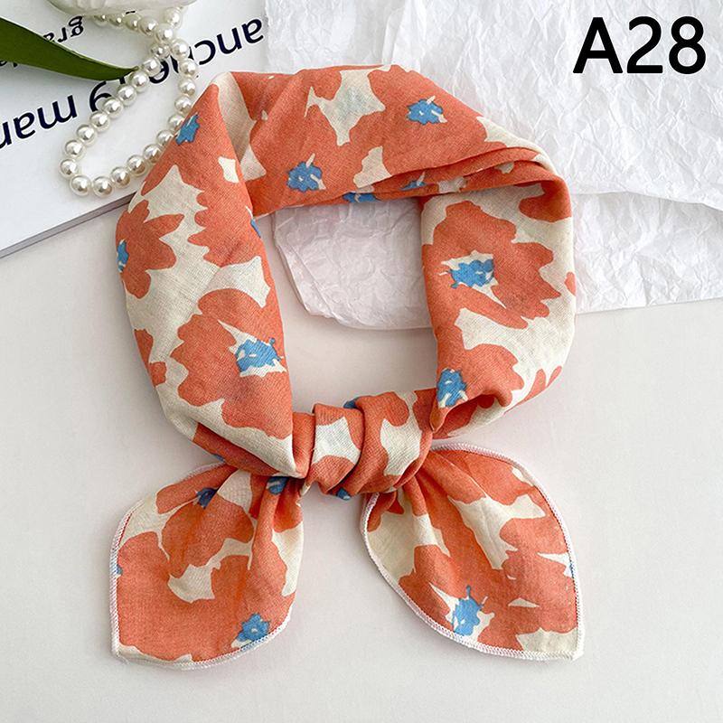 56Cm Ladies Headband Cotton Linen Square Scarf Korean College Girls Elegant Neck Scarves Sun Protection Headscarf