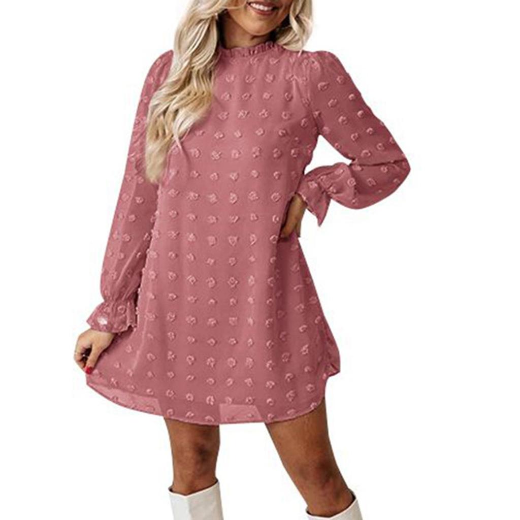 Женское модное осеннее и зимнее новое платье с кружевным воротником и длинными рукавами