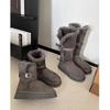 [Fanfna] Thick-soled Gray Snow Boots Women's 2025 Autumn New Long and Short Tube Piled Thickened Warm Cotton Shoes