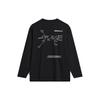 Li Ning CF Letter Print Casual Sports Crew Neck Pullover Long Sleeve T Shirt Men Tops Black ATLU113-1