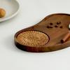 Wooden Fruit Platter with Coaster Food Dish Serving Ware Solid Wood Plate  Hotel