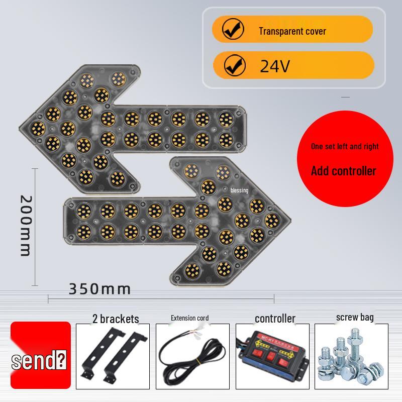 LED Directional Arrow Light 12V/24V for Trucks - Engineering, Construction, Warning, and Strobe Indicator.