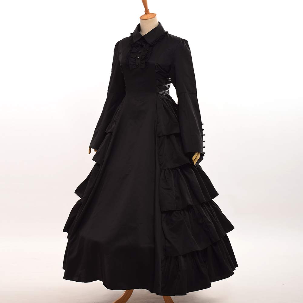 Gothic Lolita Medieval European Long Plus Stage Costume [FAD-4U] Dress, Black, Style, Sleeves, Size, Cosplay, Costume, Halloween, Photography,
