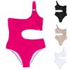 Stylish Women Swimsuit Padded Off Shoulders Bodysuit Pure Color Openwork Bikini Beachwear