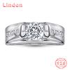 Lindon Classic 925 Sterling Silver Zircon Ring Gentlemans Jewelry Wedding Promise Party Gift