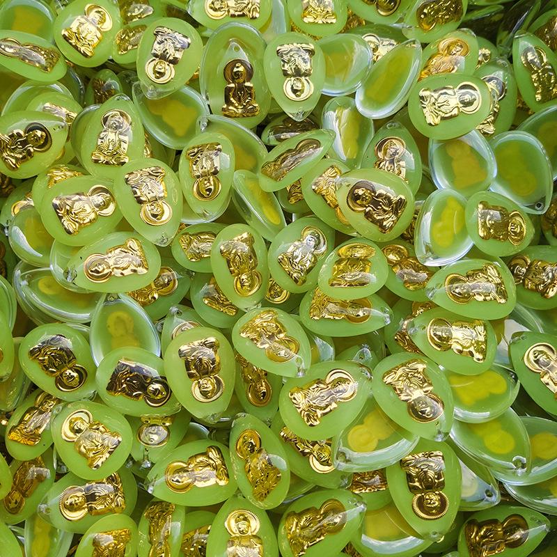 Светящаяся подвеска в виде капли воды с золотой статуей Будды Гуаньинь - невыцветающее ожерелье