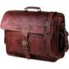 Мужская новая настоящая сумка-портфель для ноутбука через плечо коричневого цвета