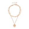 European and American Jewelry Versatile Round Tag Necklace Women's Personality Simple Multi-layer Round Bead Chain Necklace