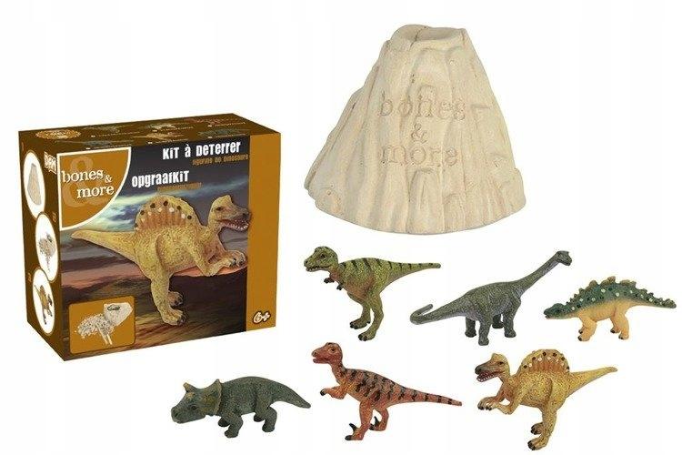 Bones and more, large dinosaur figure - volcanic excavations