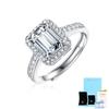 Bague Ringen S925 Silver Set 1ct/2ct Square Moissanite Princess Women's Fashion Gift Living Ring Jewelry
