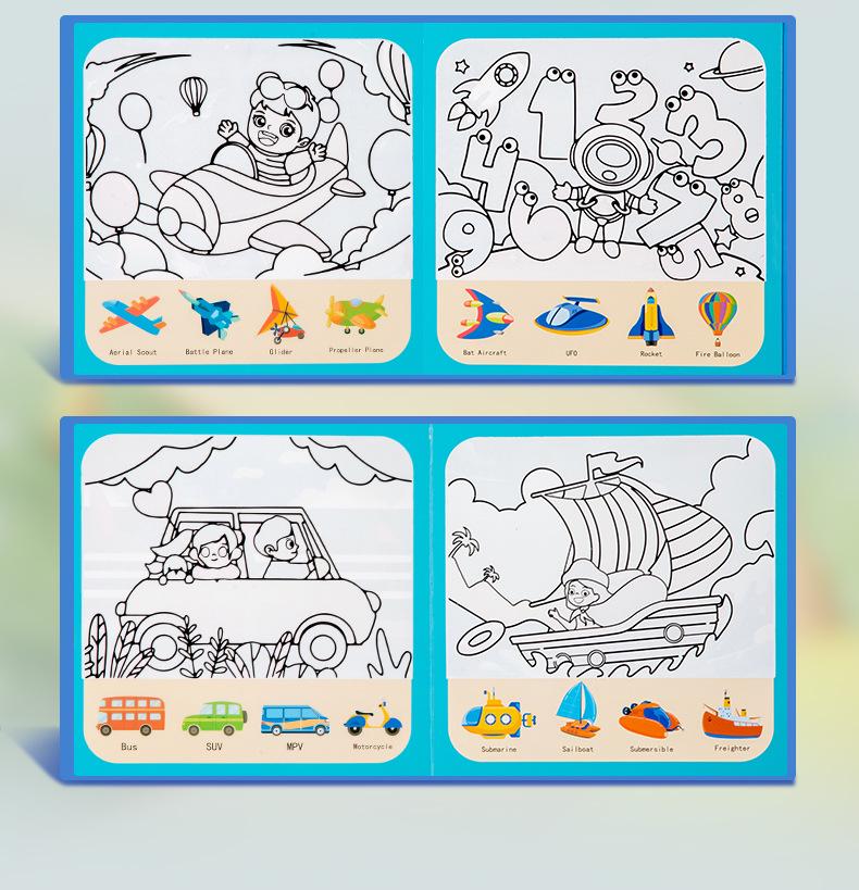 Детская книжка для рисования водой и раскрашивания граффити через границу для раннего развития