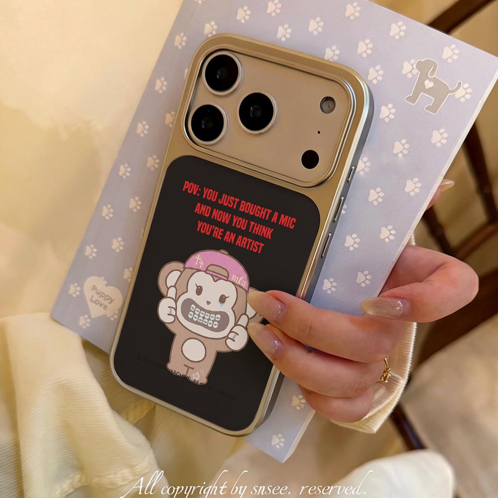 Милый Чехол-Обезьянка Biye для iPhone 17 17e 16e 16 15 14 13 12 11 Air Pro Max X XR XSMAX 8 Plus Роскошная Прозрачная Мягкая Задняя Крышка