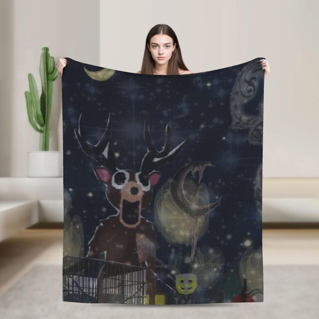 99 Nights in the Forest The Deer Flannel Throw Fashion Blanket Horror Game Bedding Knitted Fashion Blanket Outdoor Lightweight Multi-functio